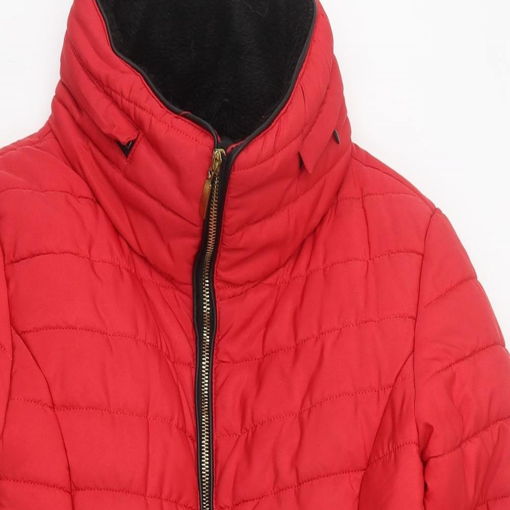 AX Paris Womens Red Puffer Jacket Jacket Size 8 Zip