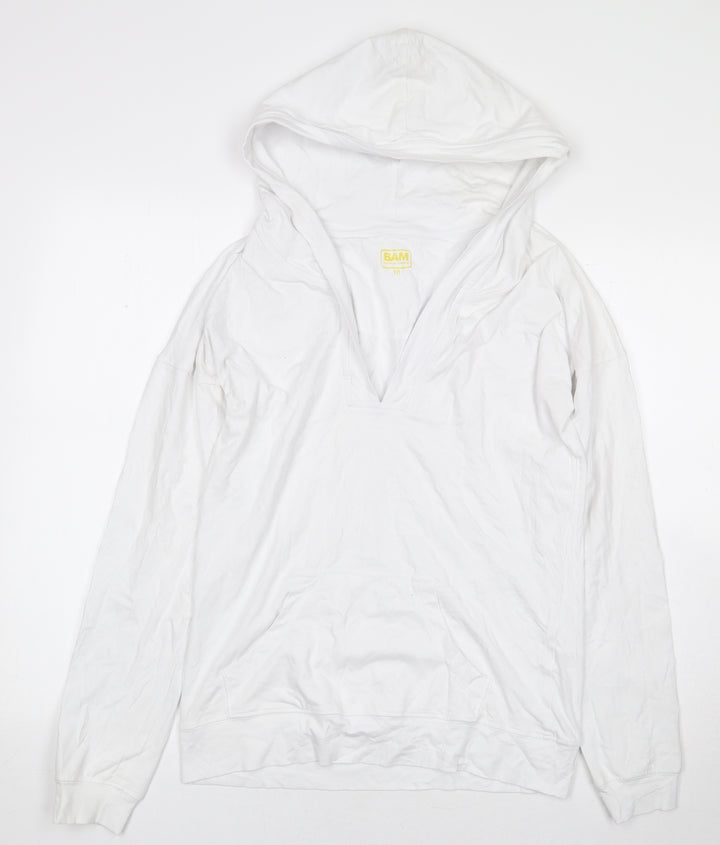 Bamboo Womens White Viscose Pullover Hoodie Size 10 Pullover