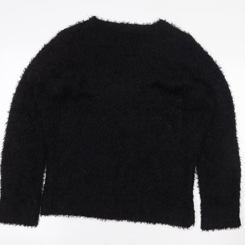 David Emmanuel Womens Black Polyester Pullover Sweatshirt Size M Pullover - Flowers