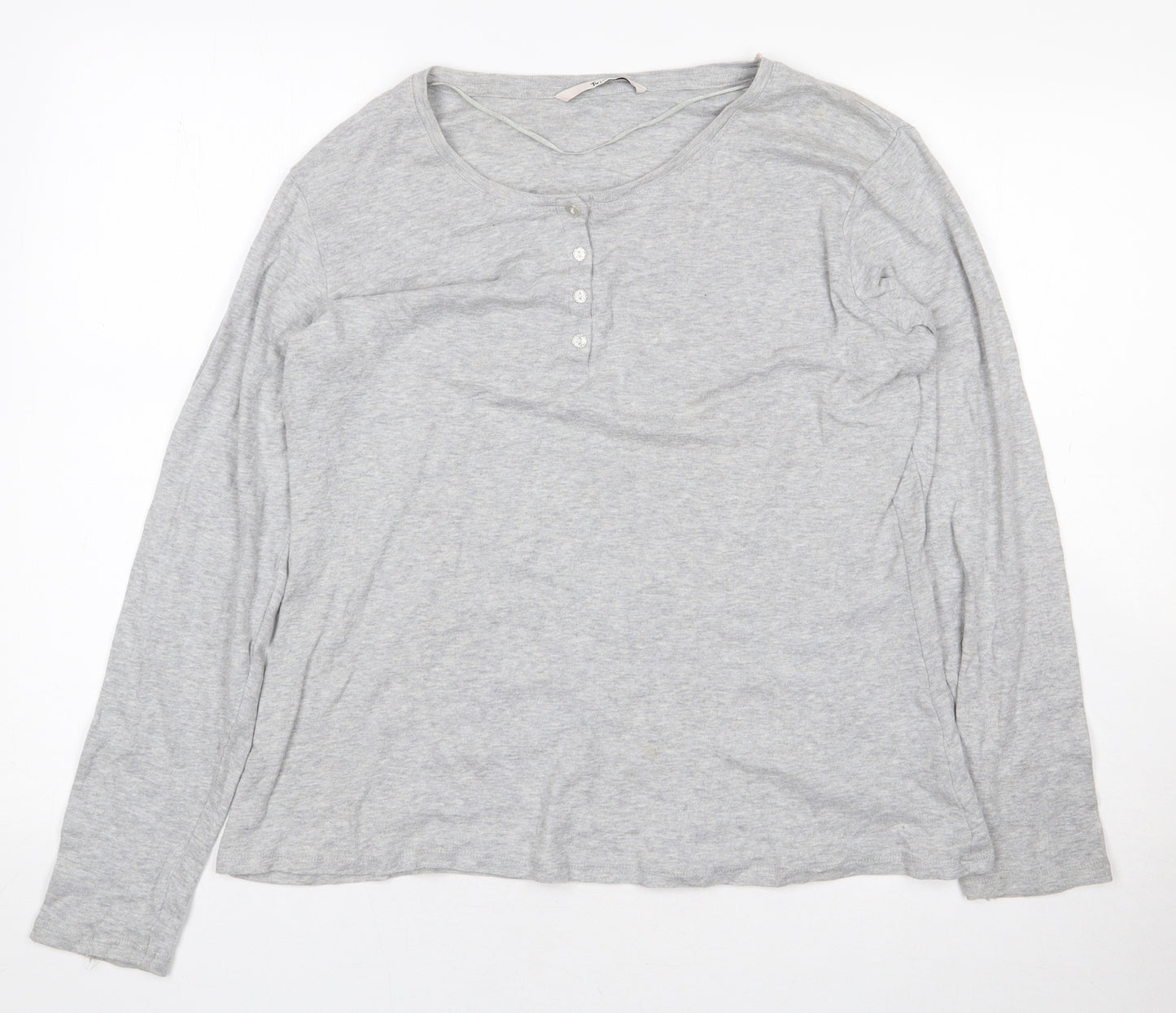 TU Womens Grey Cotton Basic T-Shirt Size 18 Henley