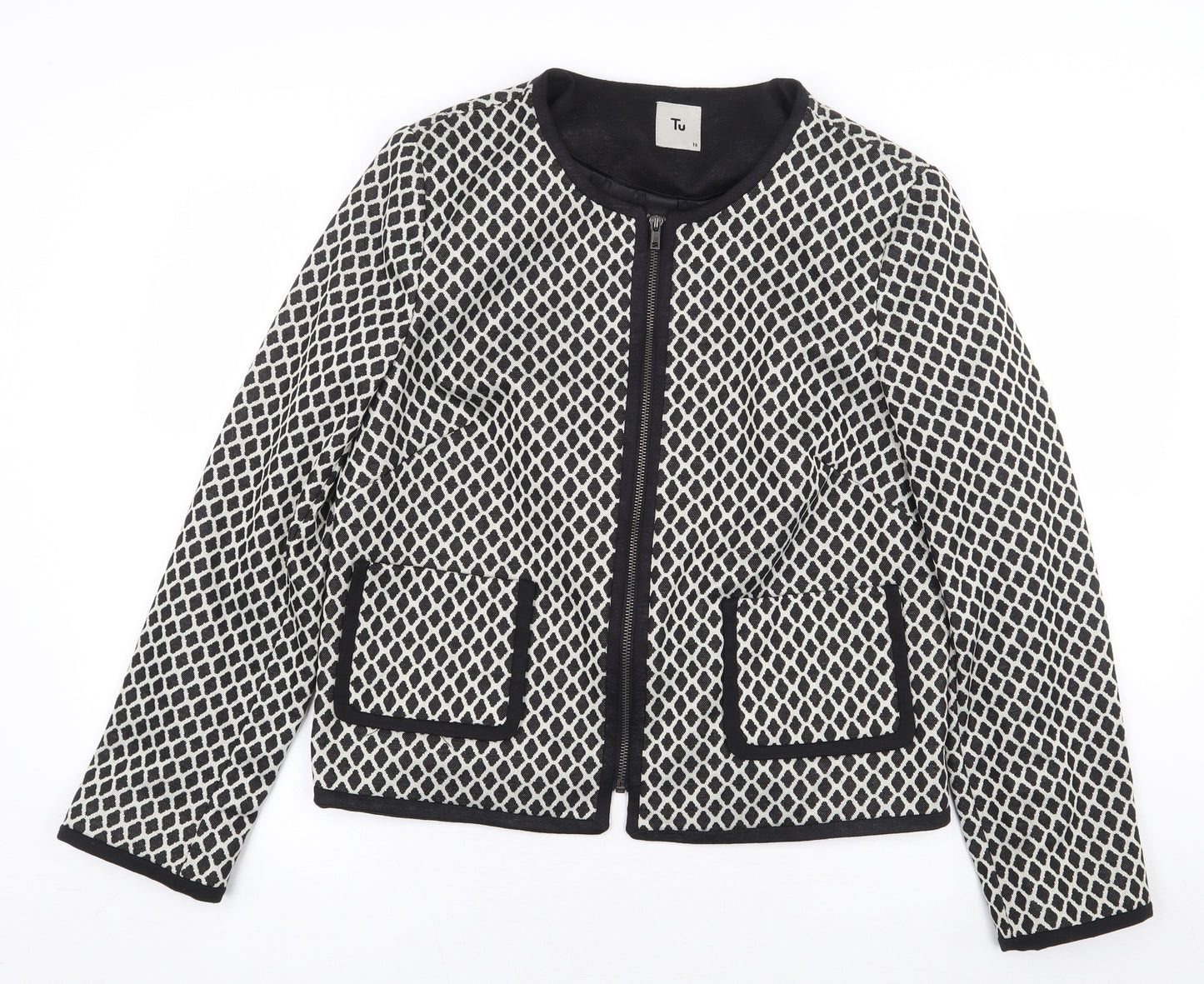 TU Womens Multicoloured Geometric Jacket Size 16 Zip