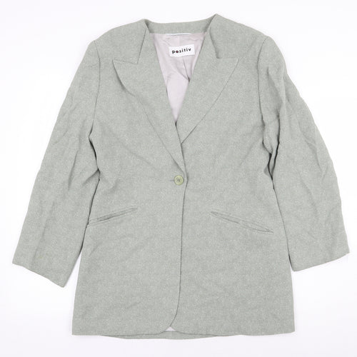 Positiv Womens Grey Jacket Blazer Size 36 Button - Collared