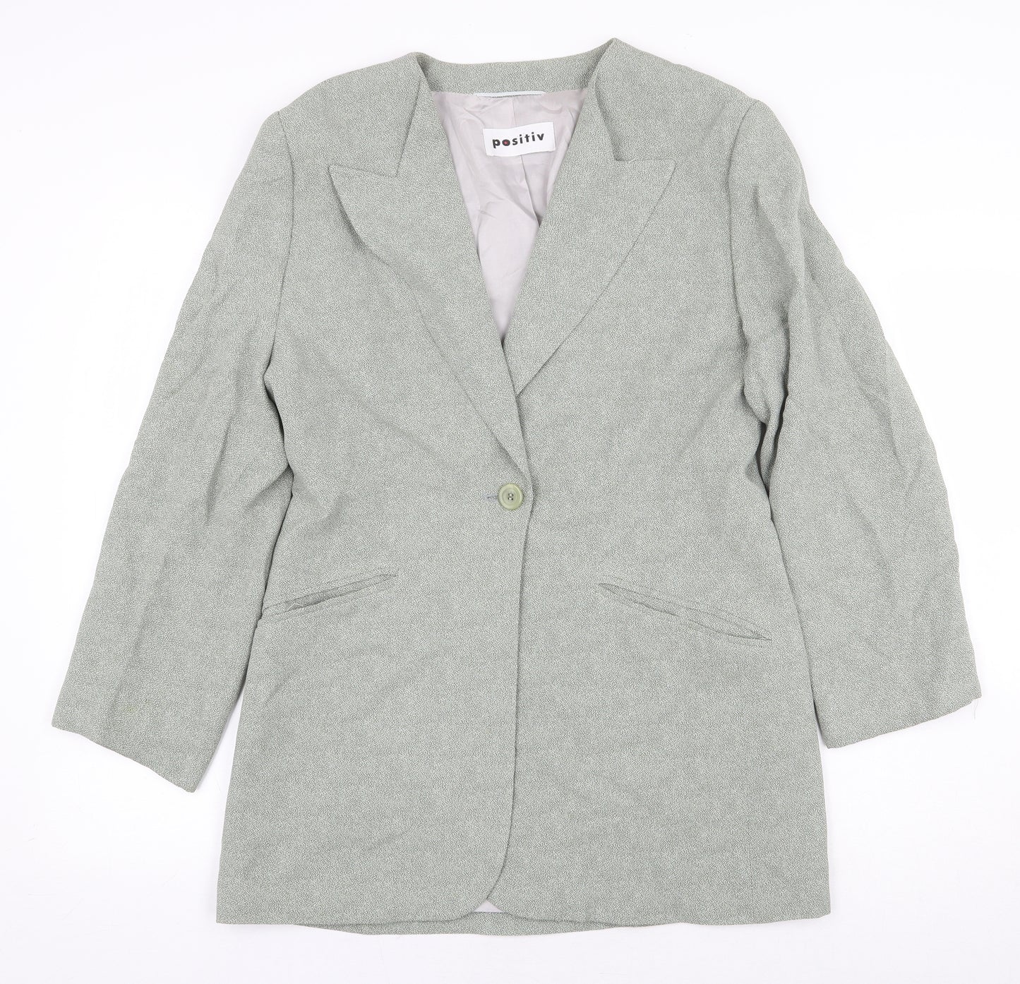 Positiv Womens Grey Jacket Blazer Size 36 Button - Collared