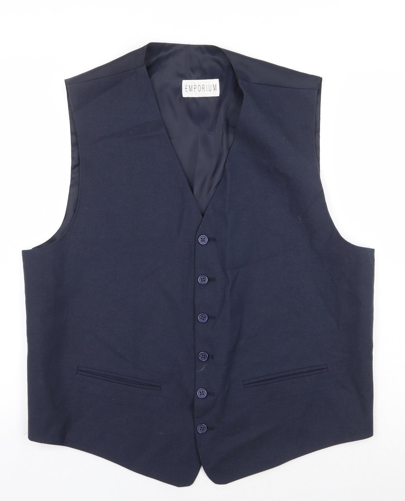 Emporium Mens Blue Cotton Jacket Suit Waistcoat Size L