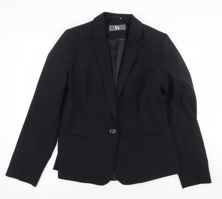 BHS Womens Black Polyester Jacket Suit Jacket Size 12