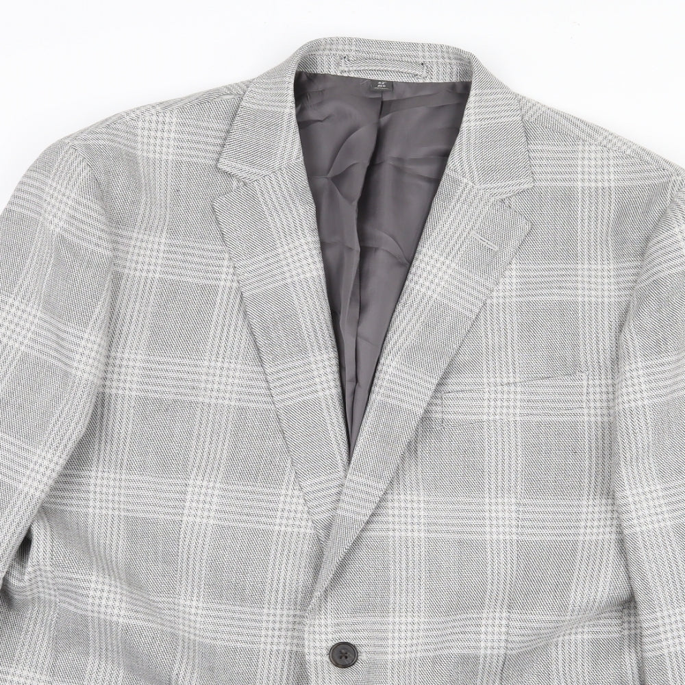 Marks and Spencer Mens Grey Check Polyester Jacket Suit Jacket Size 42