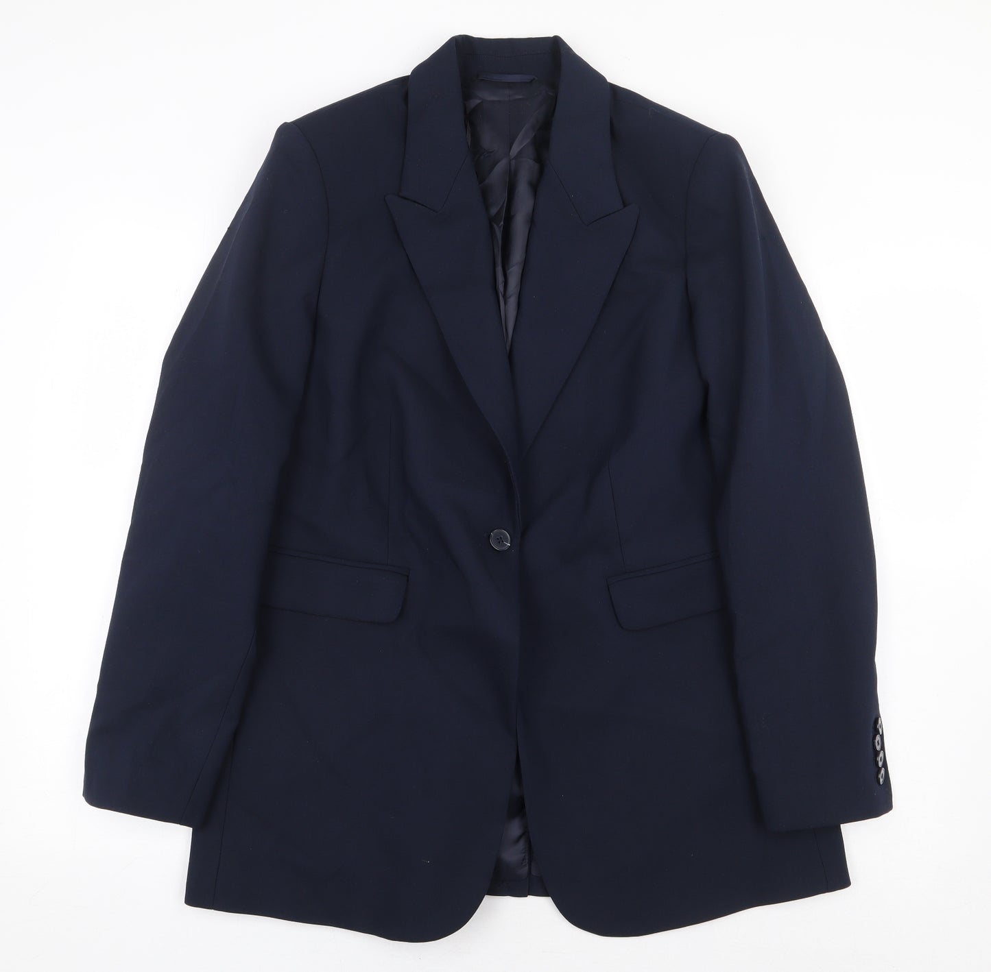 Marks and Spencer Womens Blue Polyester Jacket Blazer Size 14