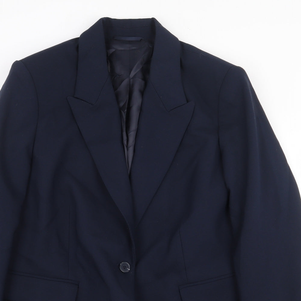 Marks and Spencer Womens Blue Polyester Jacket Blazer Size 14