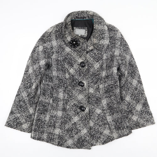 Per Una Womens Grey Plaid Jacket Size 12 Button
