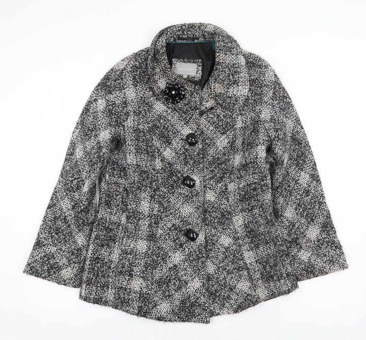 Per Una Womens Grey Plaid Jacket Size 12 Button