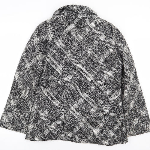 Per Una Womens Grey Plaid Jacket Size 12 Button