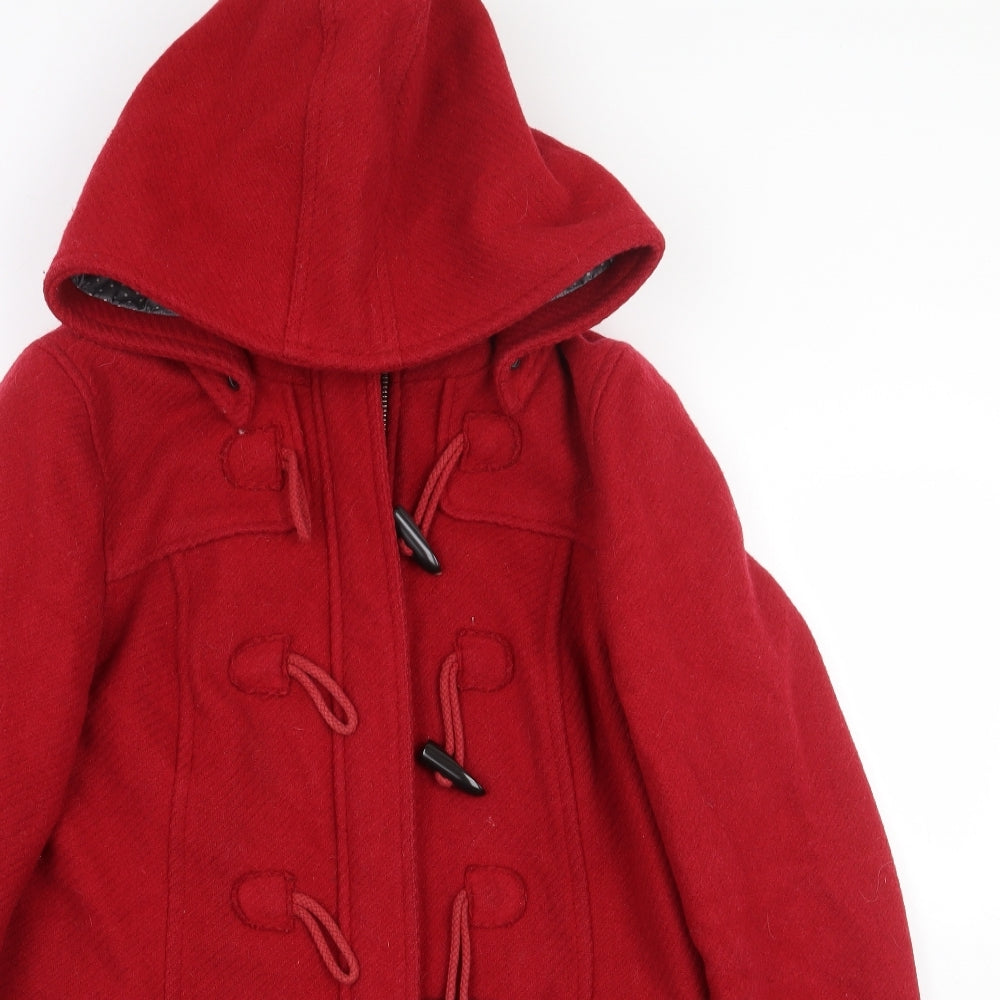 MANTARAY PRODUCTS Womens Red Overcoat Coat Size 12 Zip