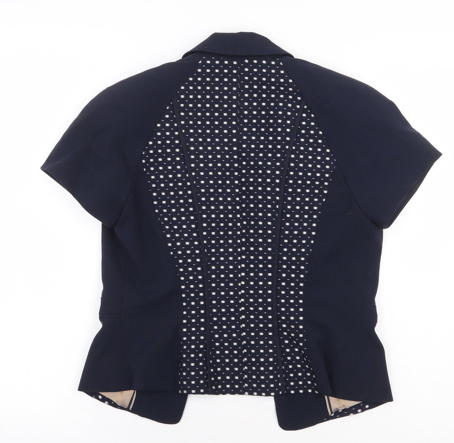 Marks and Spencer Womens Blue Geometric Jacket Blazer Size 8 Hook & Eye