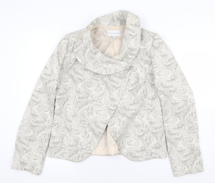 Peter Mandin Womens Beige Geometric Jacket Size 14 Button