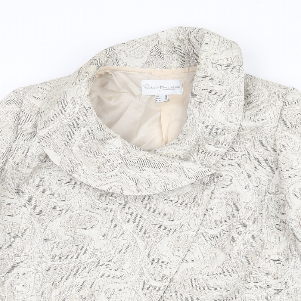 Peter Mandin Womens Beige Geometric Jacket Size 14 Button