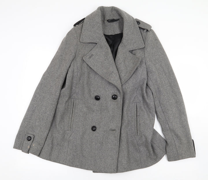 Topshop Womens Grey Trench Coat Coat Size 10 Button