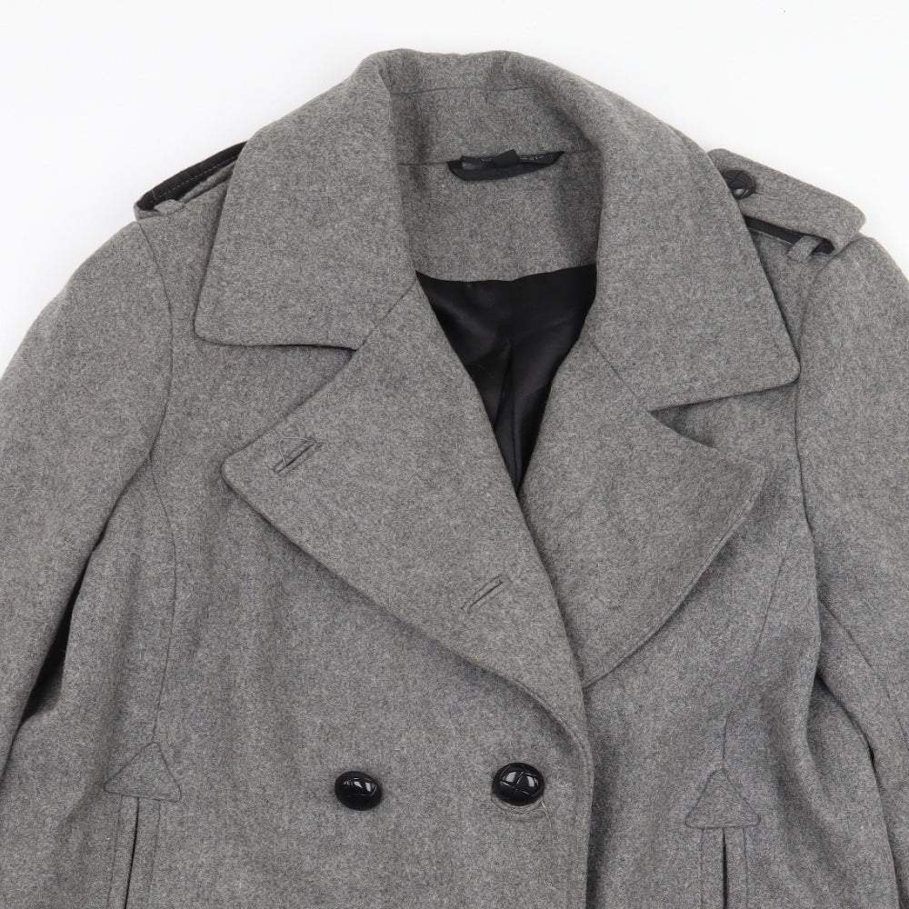 Topshop Womens Grey Trench Coat Coat Size 10 Button