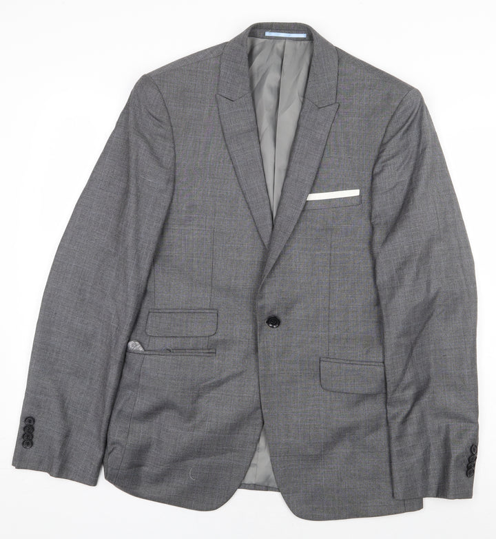 Burton Mens Grey Polyester Jacket Suit Jacket Size 36