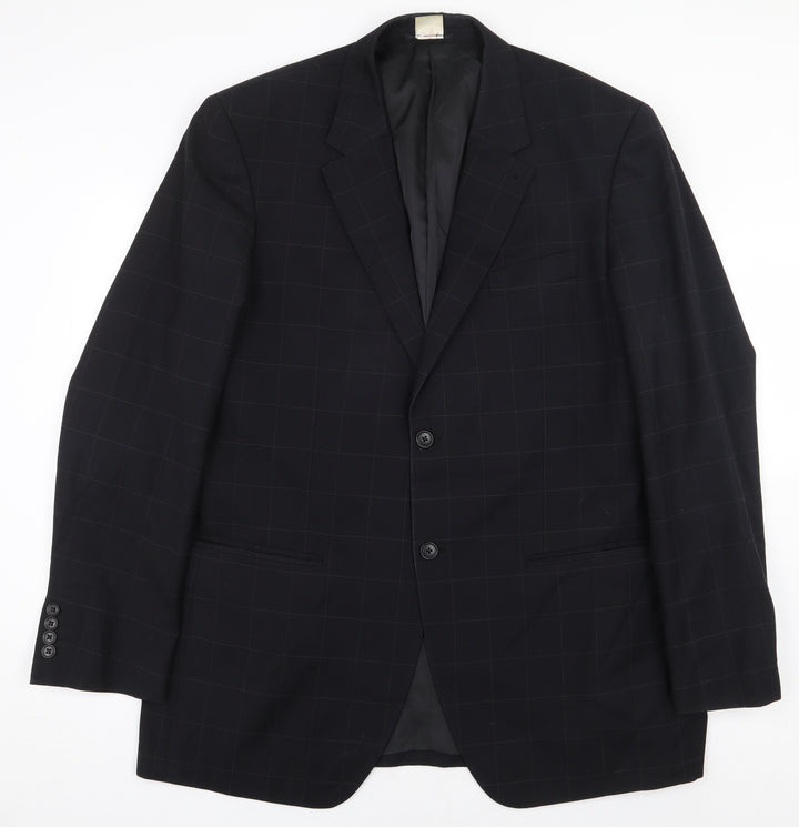 NEXT Mens Black Check Wool Jacket Suit Jacket Size 44