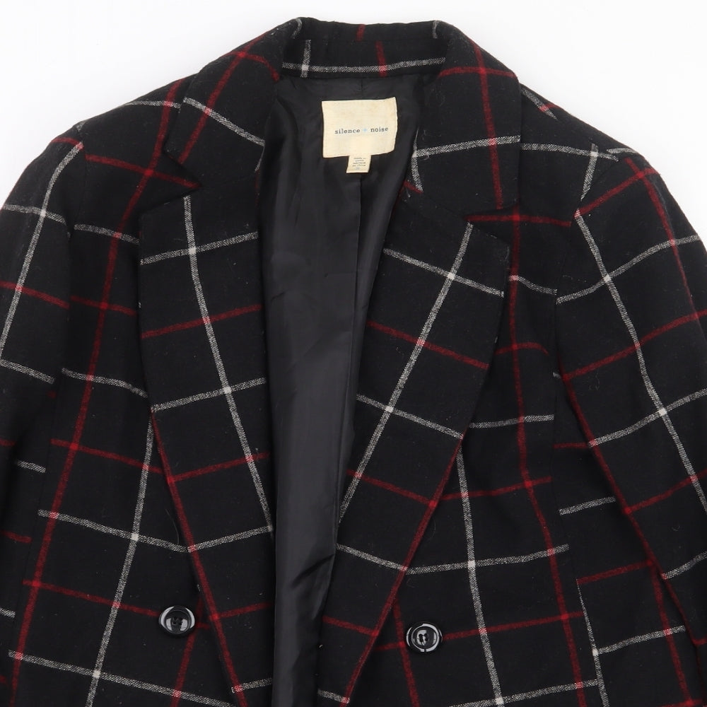 Silence + Noise Womens Black Check Jacket Coat Size S Button