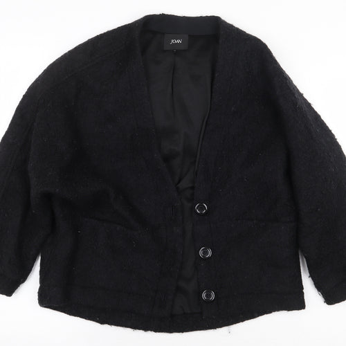 Joan Womens Black Round Neck Polyester Cardigan Jumper Size M