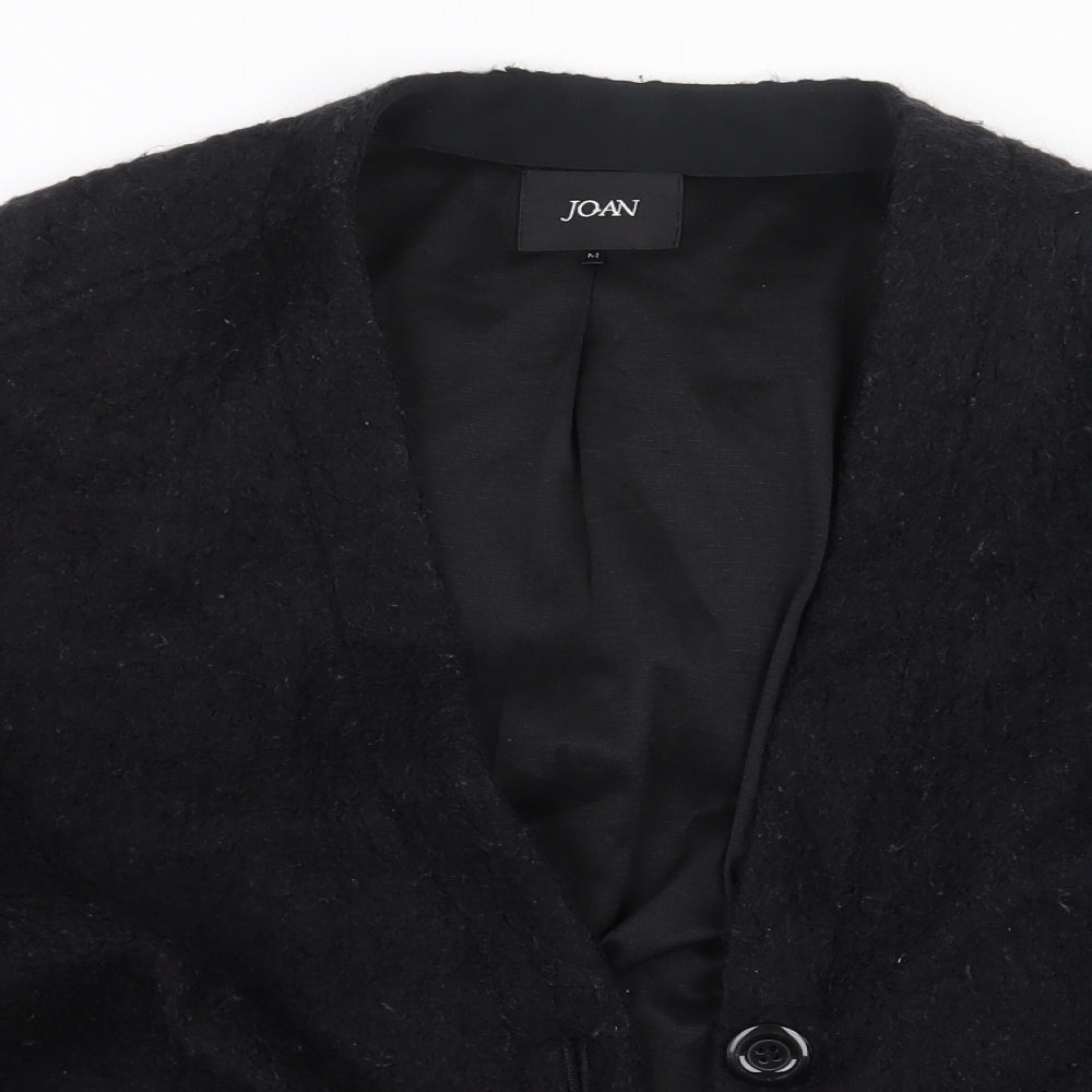 Joan Womens Black Round Neck Polyester Cardigan Jumper Size M