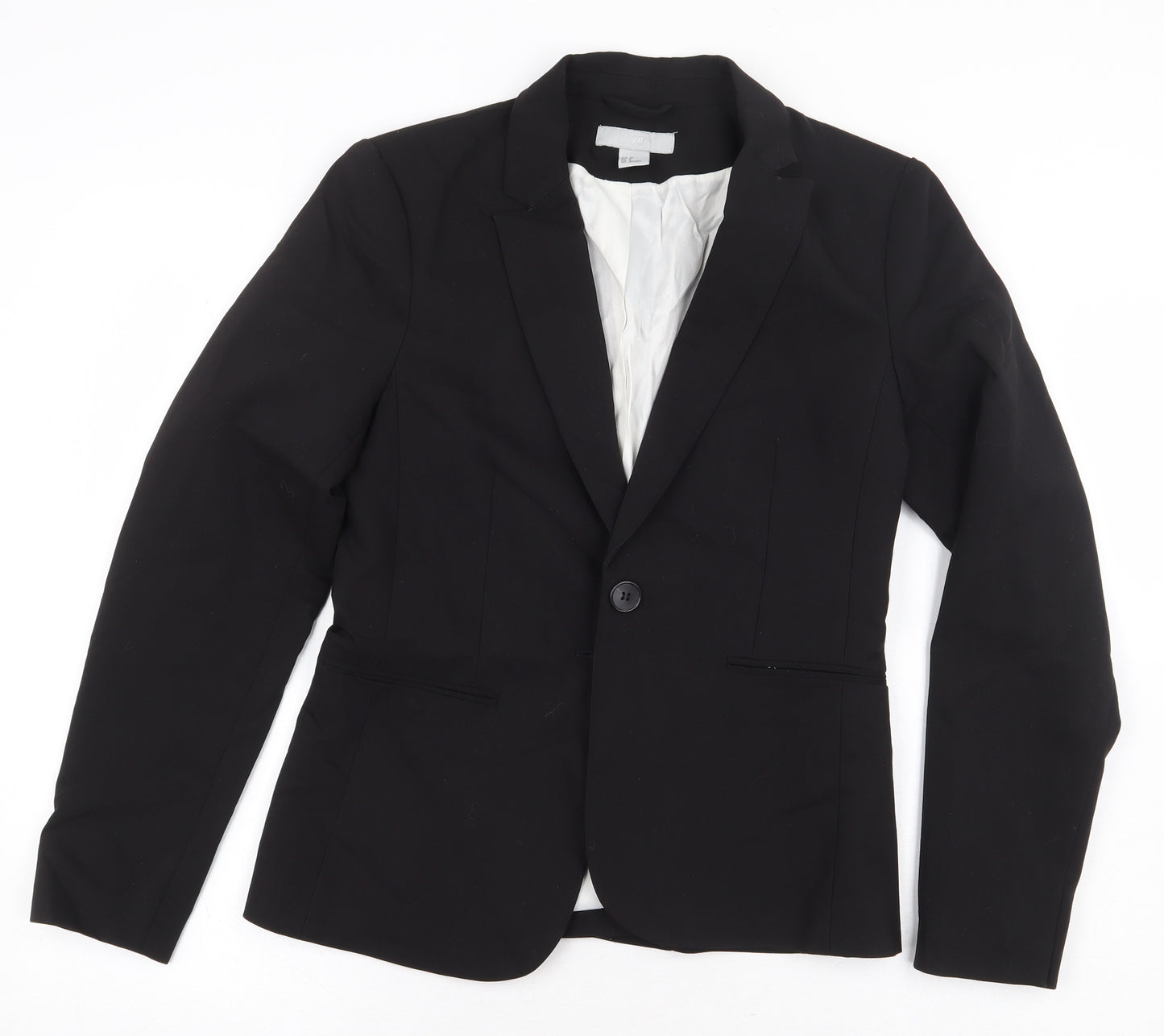 H&M Womens Black Jacket Blazer Size 38 Button