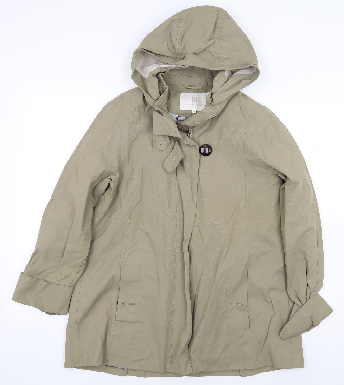 Lakeland Womens Green Rain Coat Coat Size 16 Zip