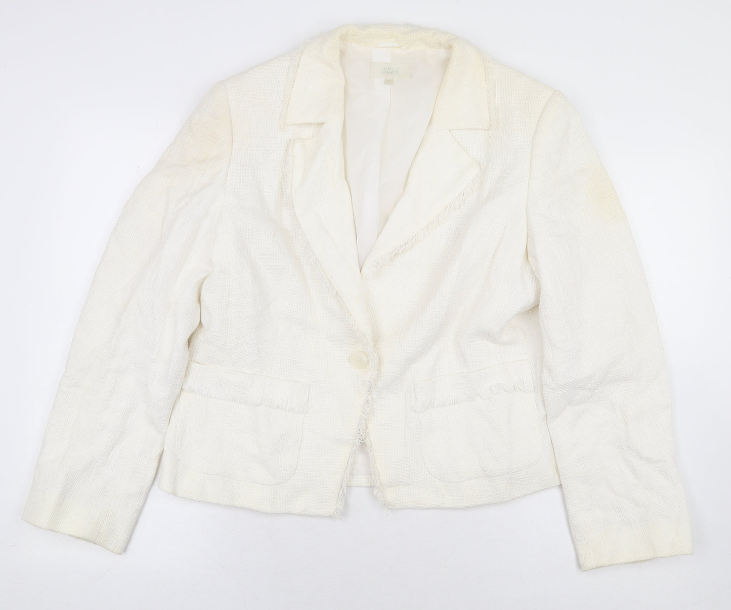 Marks and Spencer Womens White Jacket Blazer Size 16 Button