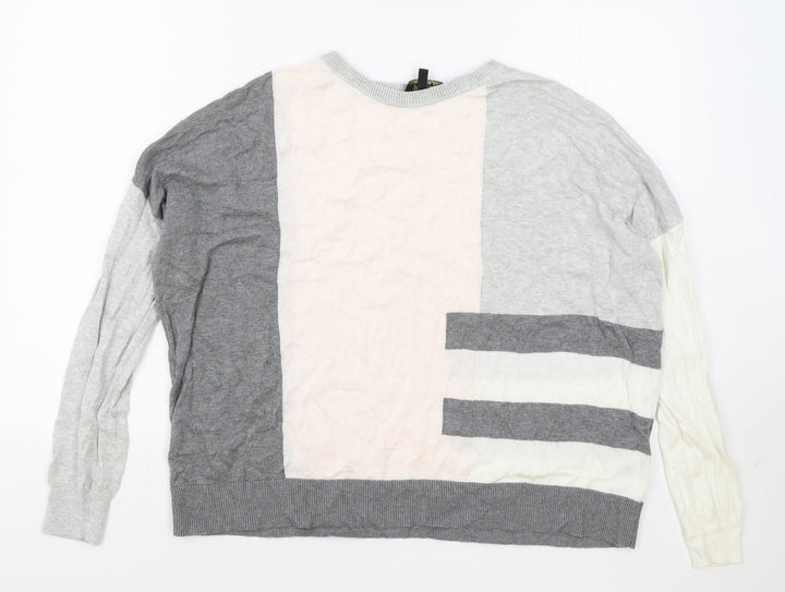 Phase Eight Womens Multicoloured Round Neck Geometric Cotton Pullover Jumper Size S