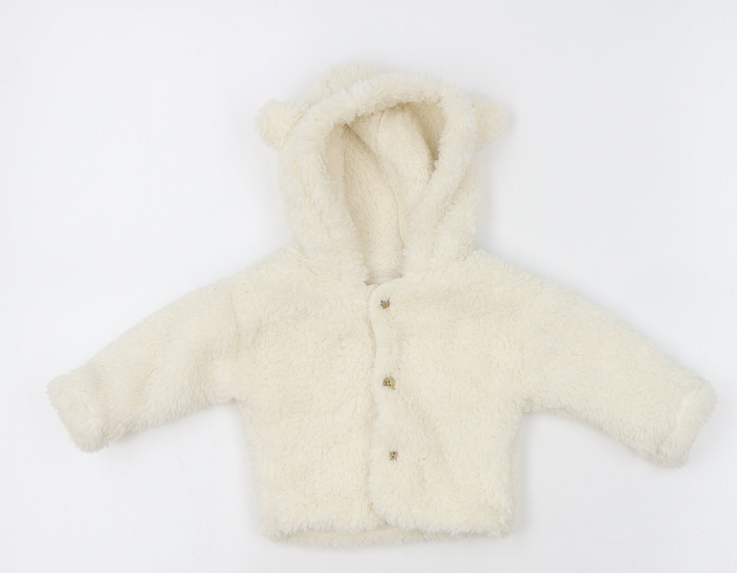 George Baby White Basic Jacket Jacket Size 0-3 Months Button - Bear