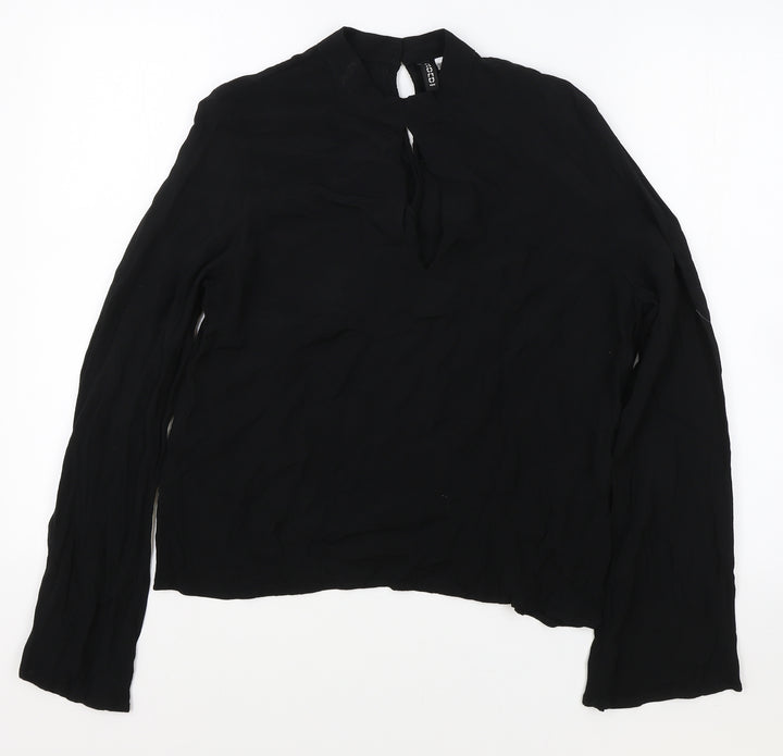 Divided Womens Black Viscose Basic Blouse Size 8 High Neck