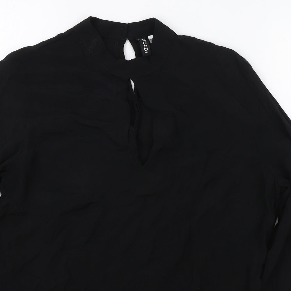 Divided Womens Black Viscose Basic Blouse Size 8 High Neck