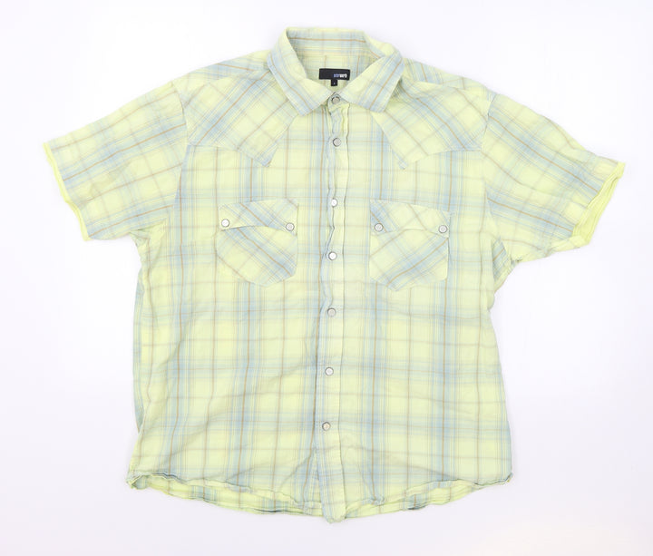Peter Werth Womens Yellow Plaid 100% Cotton Basic Button-Up Size S Collared