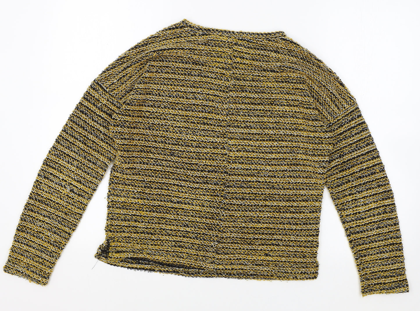 New Look Womens Yellow Round Neck Striped Polyester Pullover Jumper Size S