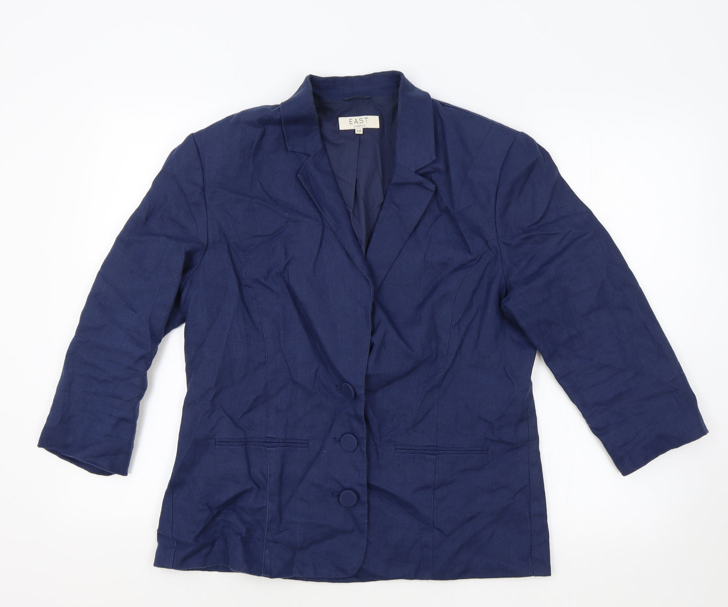 EAST Womens Blue Jacket Blazer Size 14 Button