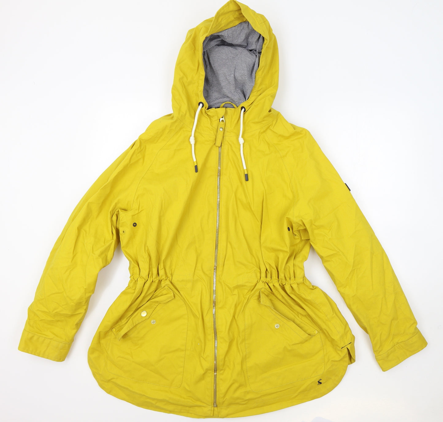 Joules Womens Yellow Parka Coat Size 18 Zip - Drawstring