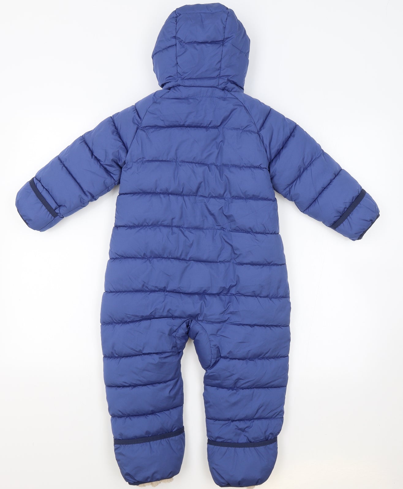 Lilly & Dan Boys Blue Puffer Jacket Snowsuit Size 24 Months Zip - Faux Fur Lined