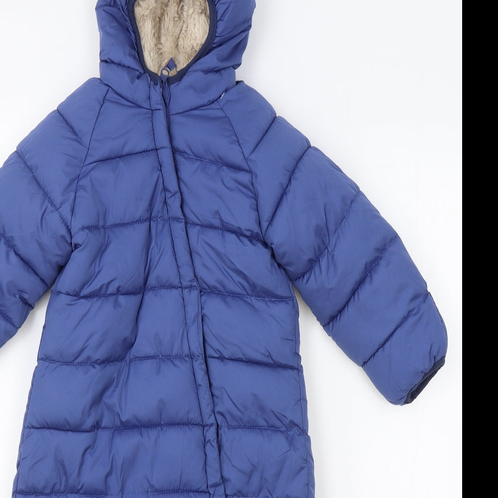 Lilly & Dan Boys Blue Puffer Jacket Snowsuit Size 24 Months Zip - Faux Fur Lined