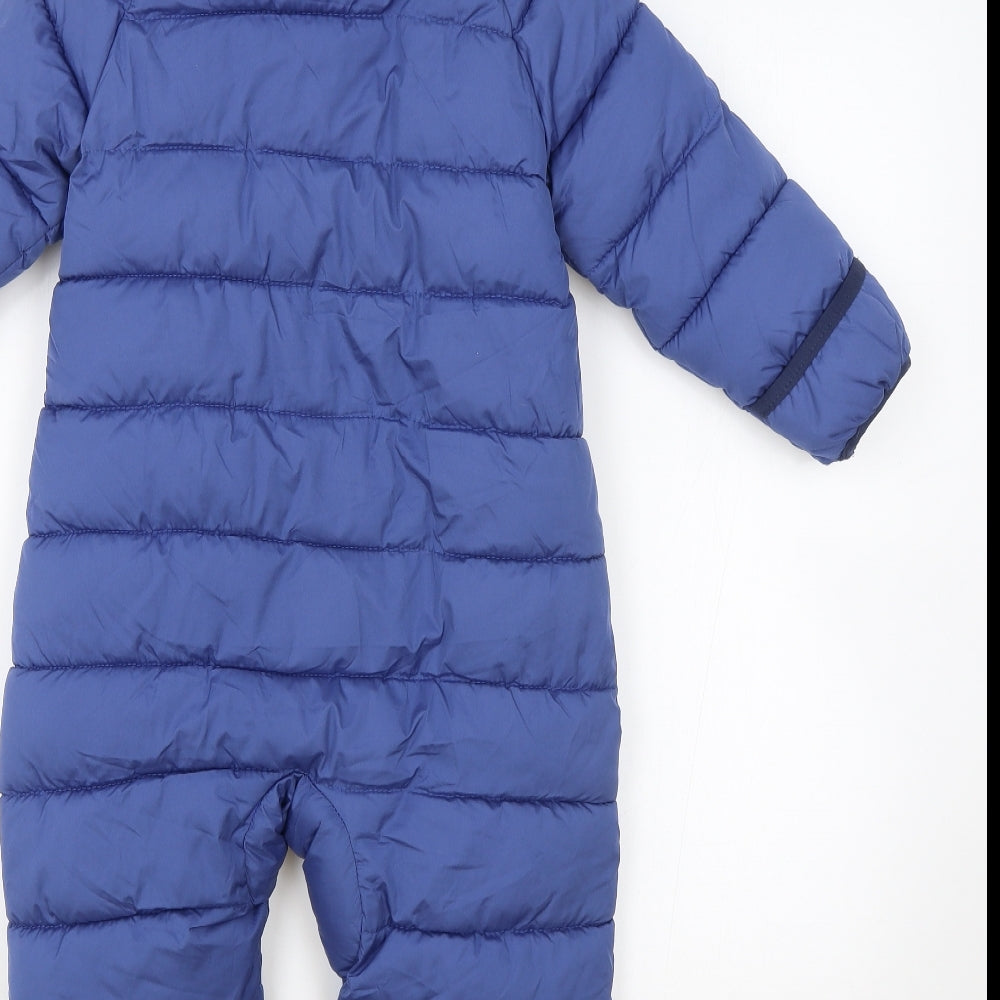 Lilly & Dan Boys Blue Puffer Jacket Snowsuit Size 24 Months Zip - Faux Fur Lined