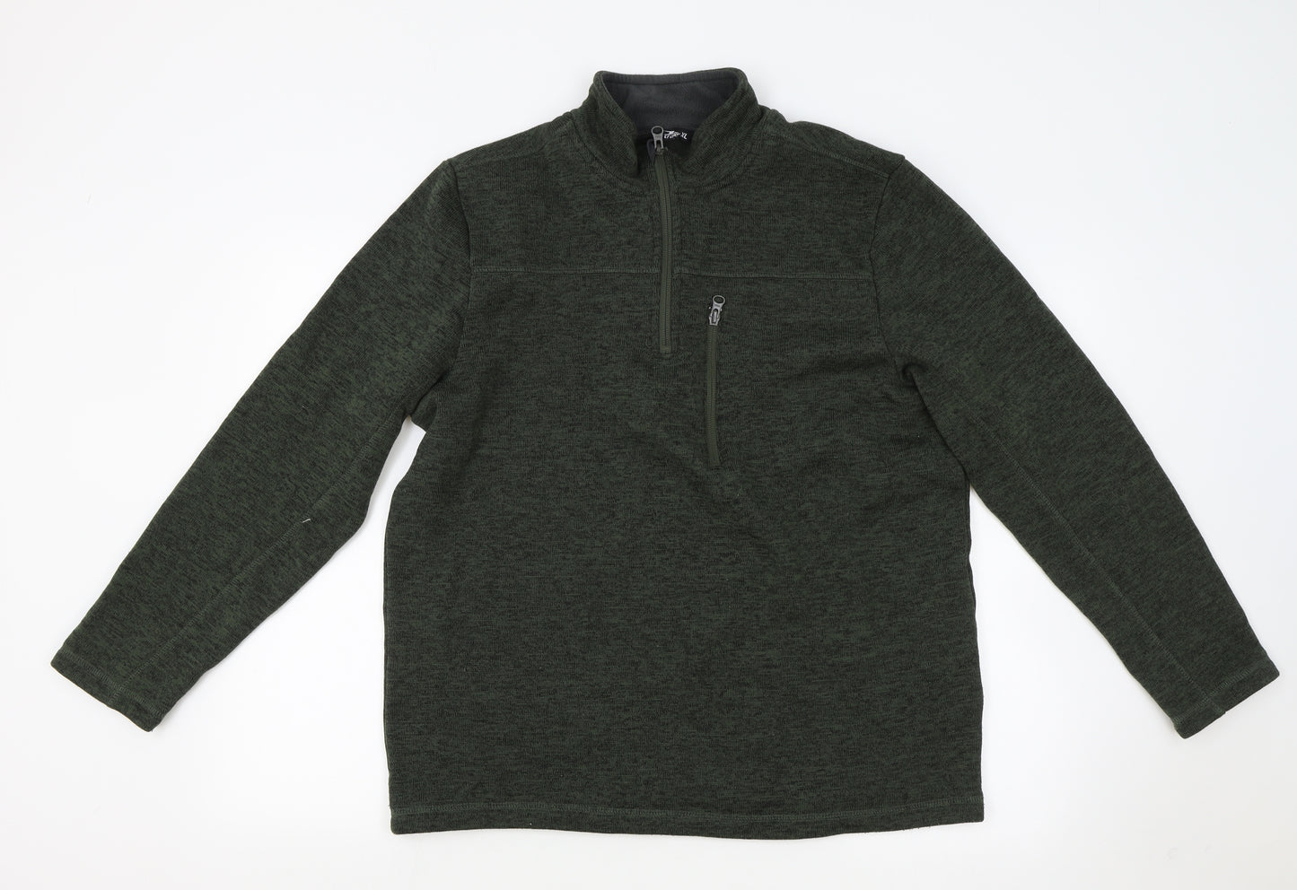 Crane Mens Green High Neck Polyester Henley Jumper Size XL