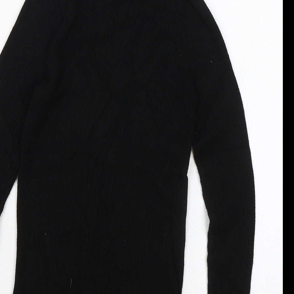 Marks and Spencer Womens Black Roll Neck Viscose Pullover Jumper Size 10