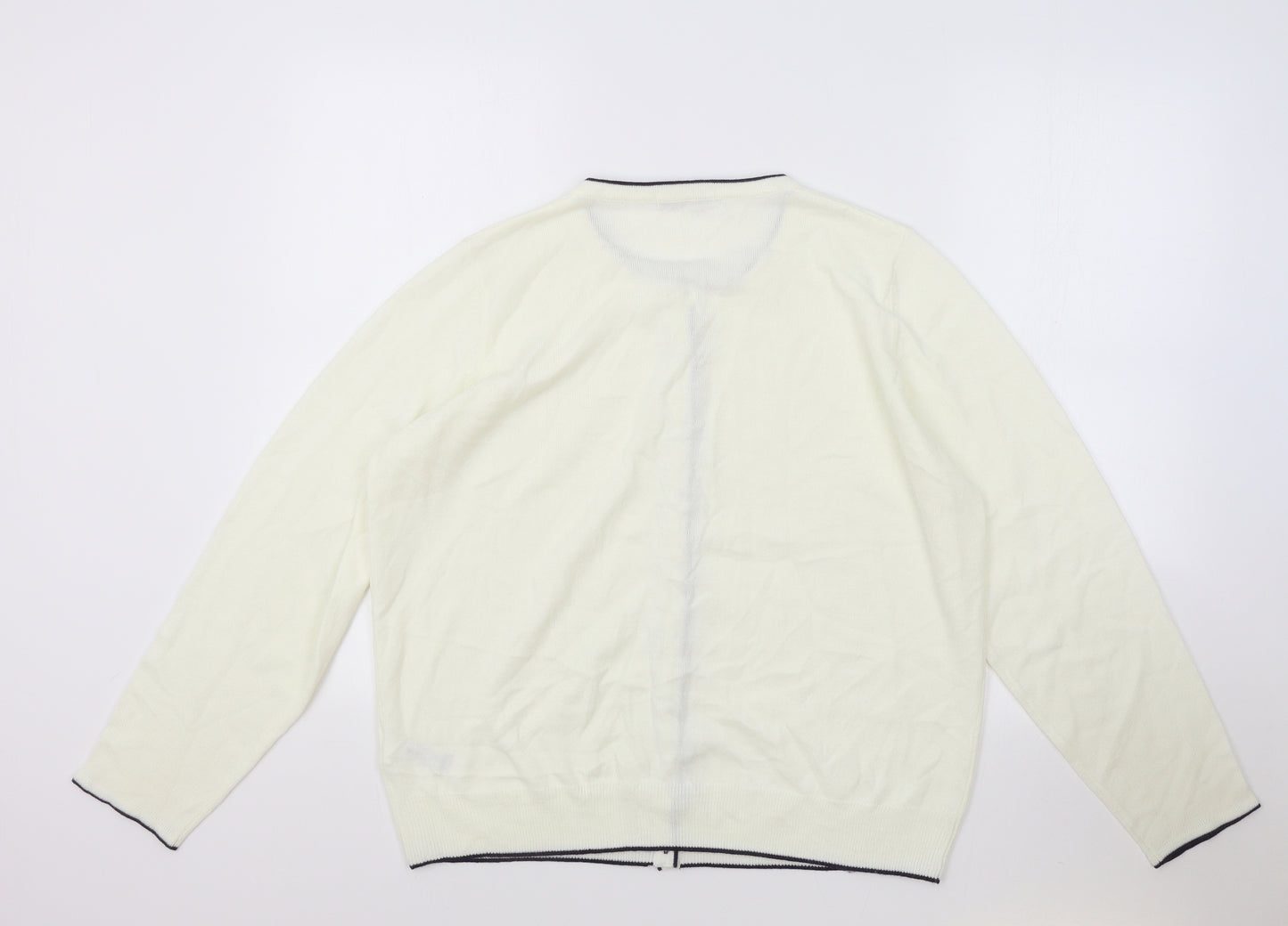 Marks and Spencer Womens White Round Neck Acrylic Cardigan Jumper Size 18