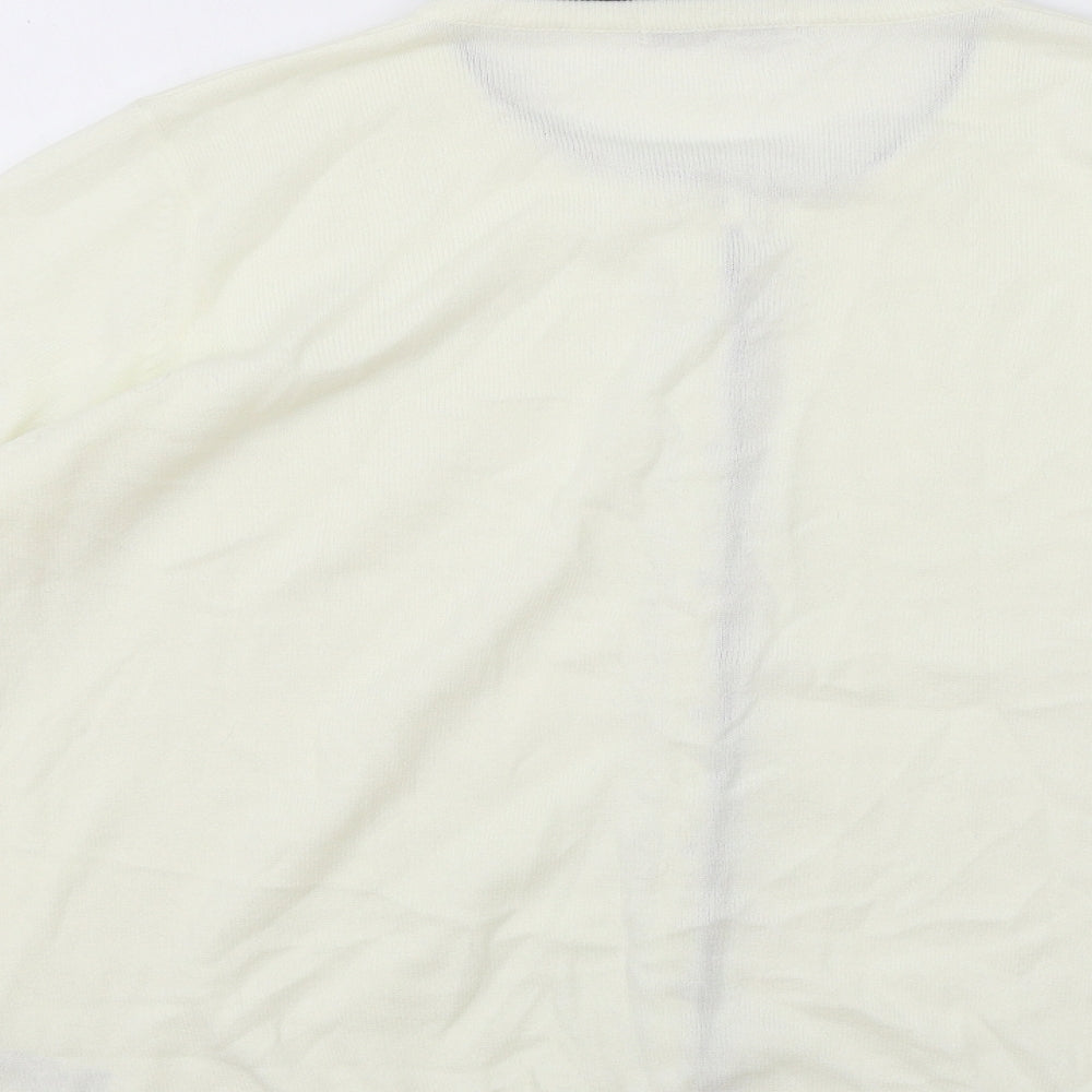 Marks and Spencer Womens White Round Neck Acrylic Cardigan Jumper Size 18
