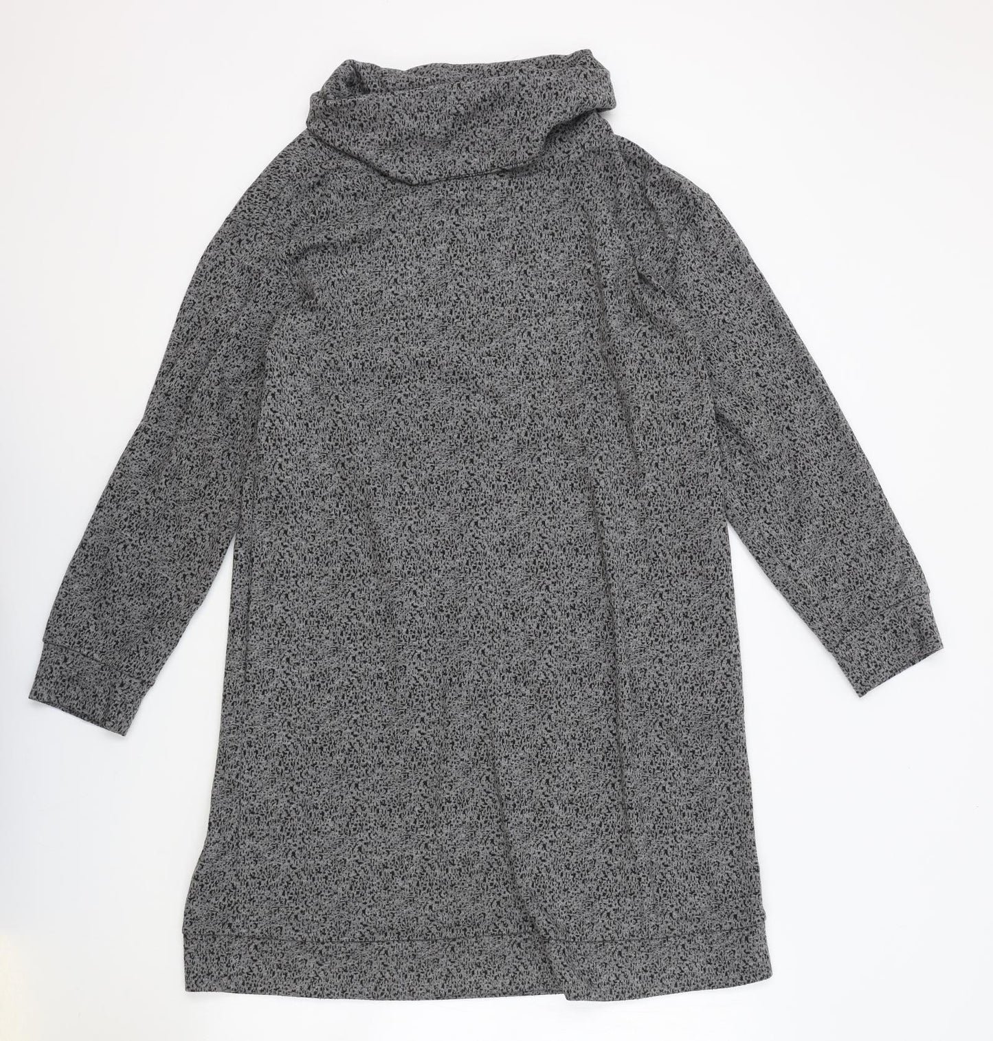 White Stuff Womens Grey Cotton Jumper Dress Size 16 Roll Neck Pullover