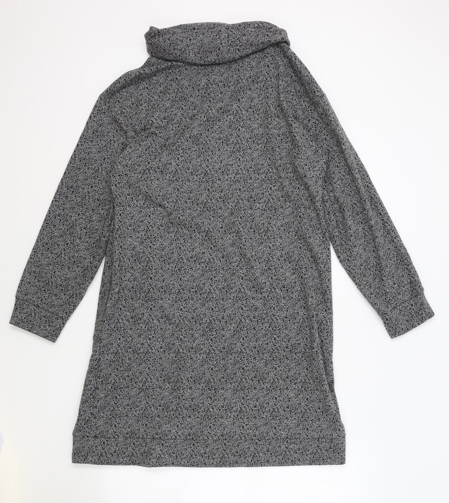 White Stuff Womens Grey Cotton Jumper Dress Size 16 Roll Neck Pullover