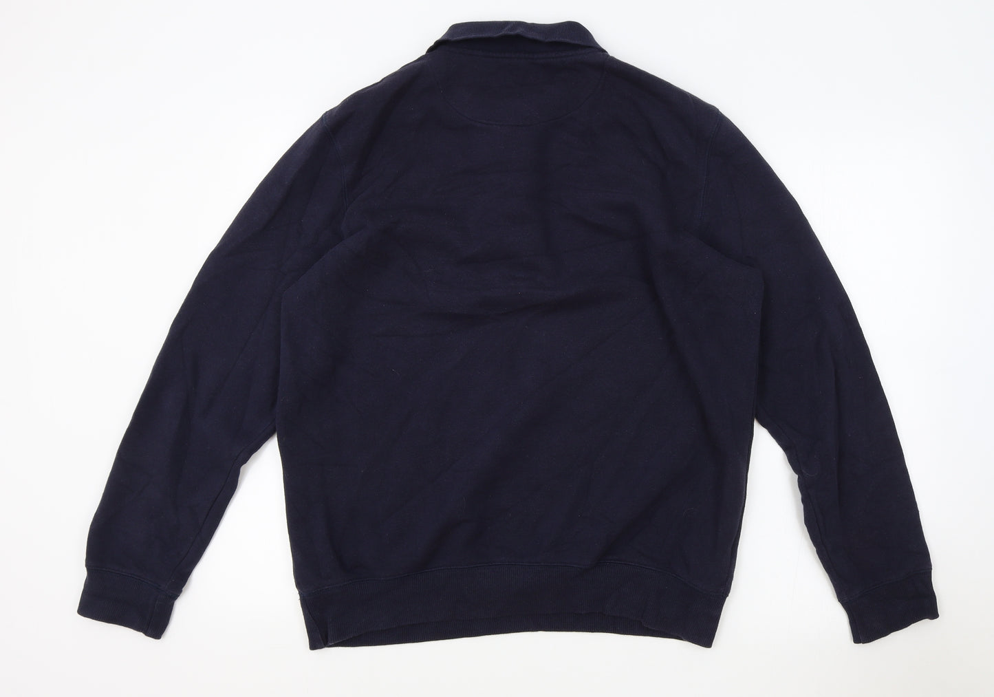 Lincoln Mens Blue Collared Cotton Pullover Jumper Size M