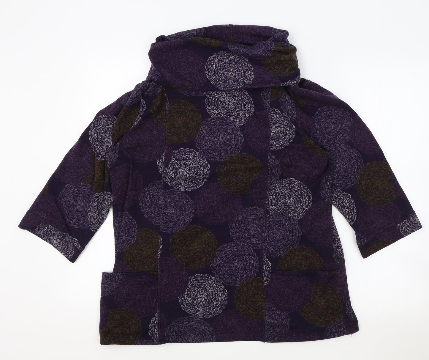 Lilly and Me Womens Purple Roll Neck Floral Polyester Pullover Jumper Size 16