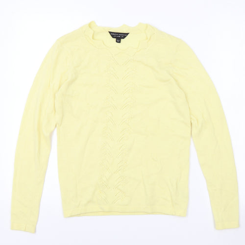 Dorothy Perkins Womens Yellow Round Neck Viscose Pullover Jumper Size 8