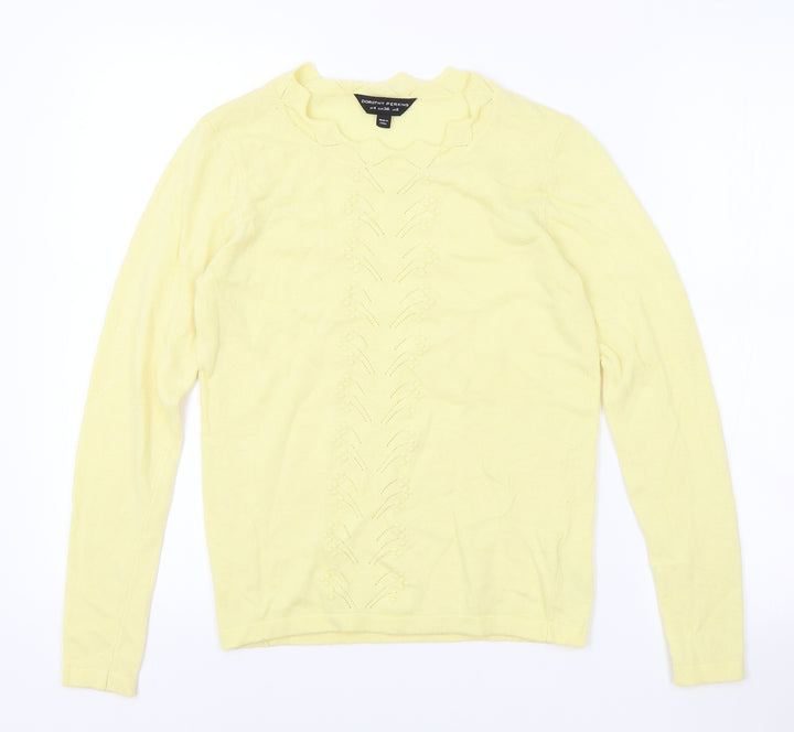 Dorothy Perkins Womens Yellow Round Neck Viscose Pullover Jumper Size 8
